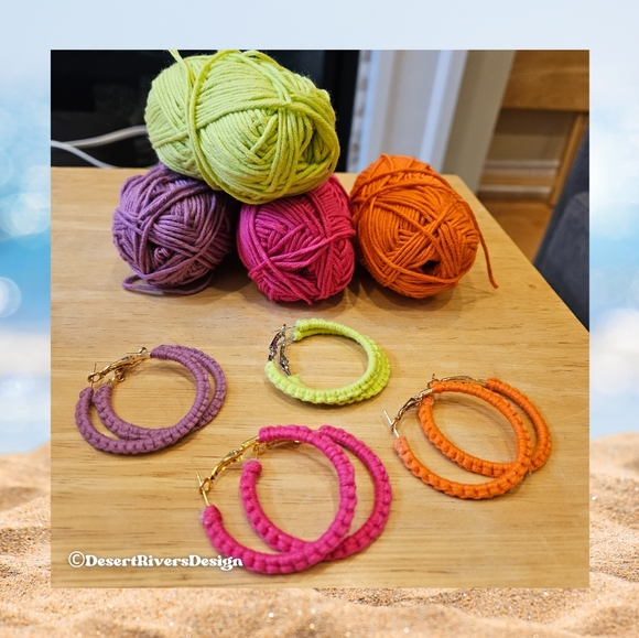 🧡Host pick🩷 Macrame Earrings - Choose from 4 Colours 💗🧡💜💚 Handmade - Picture 1 of 8
